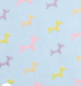 Pale blue polar fleece fabric with balloon dog