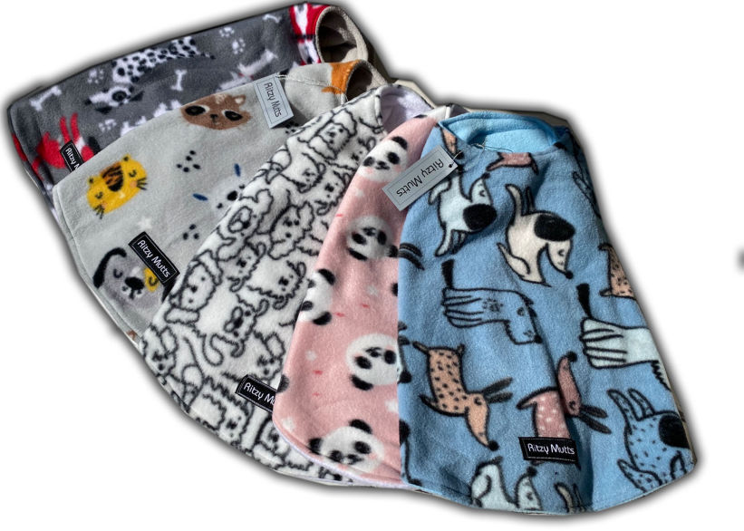 A selection of Cuddlebark jackets in various polar fleece fabrics