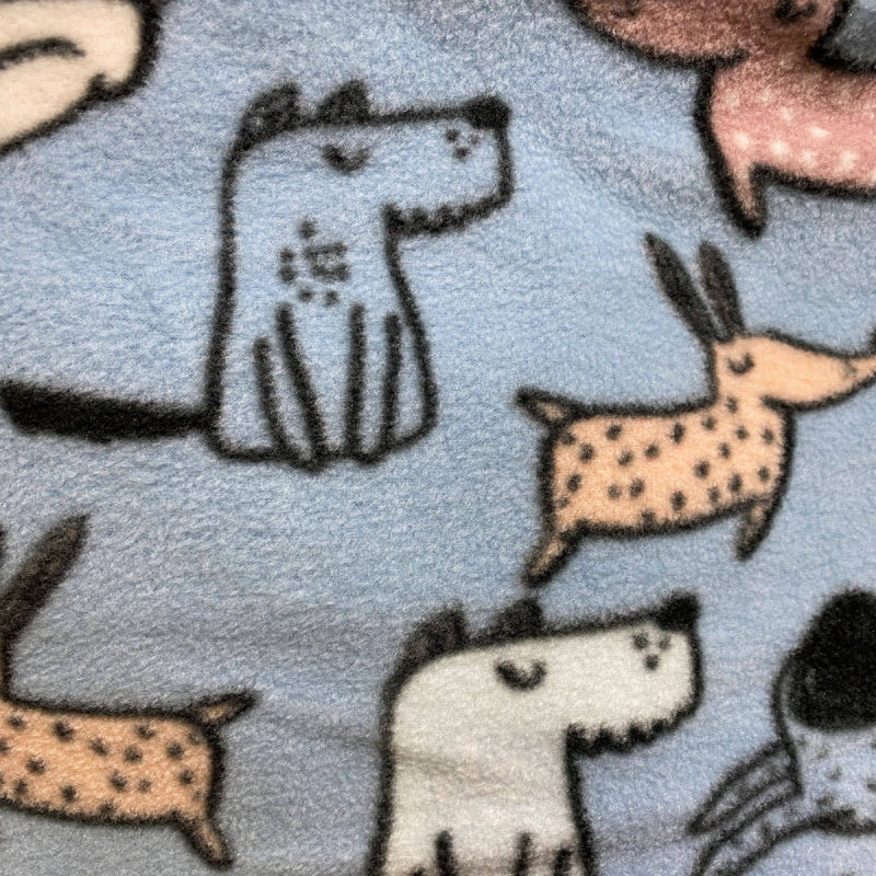 Happy Dogs on Blue Polar Fleece Fabric