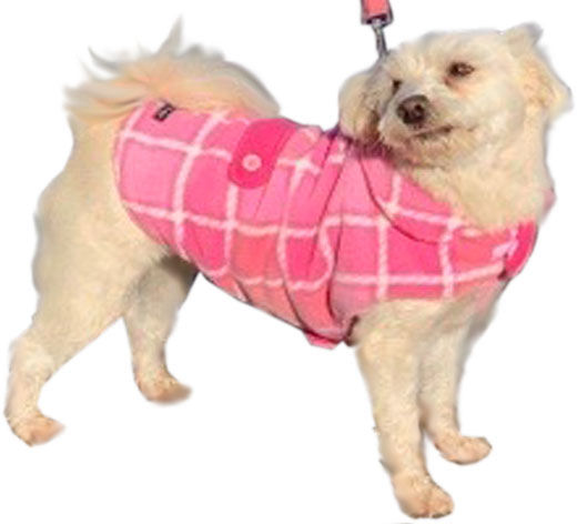 Olive in Pink Check Dog Polar Fleece Coat