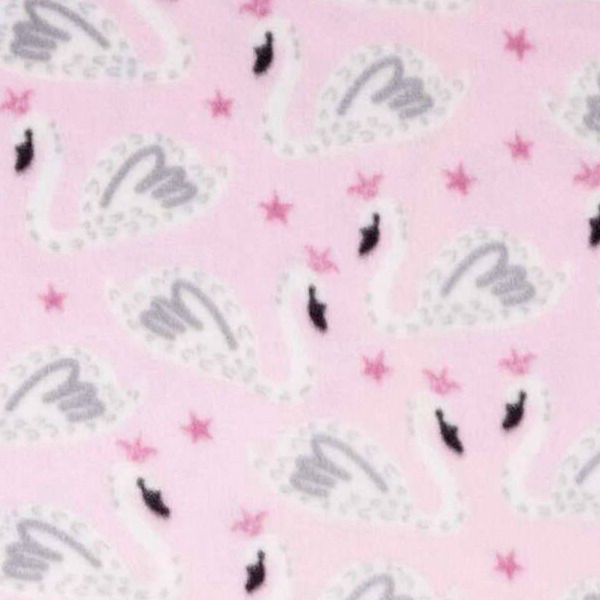 Pink Swans Polar Fleece Fabric