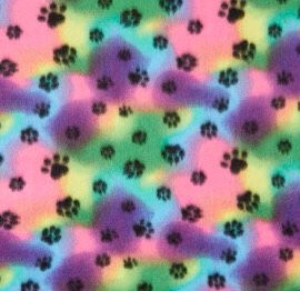 Rainbow Polar Fleece fabric with paws